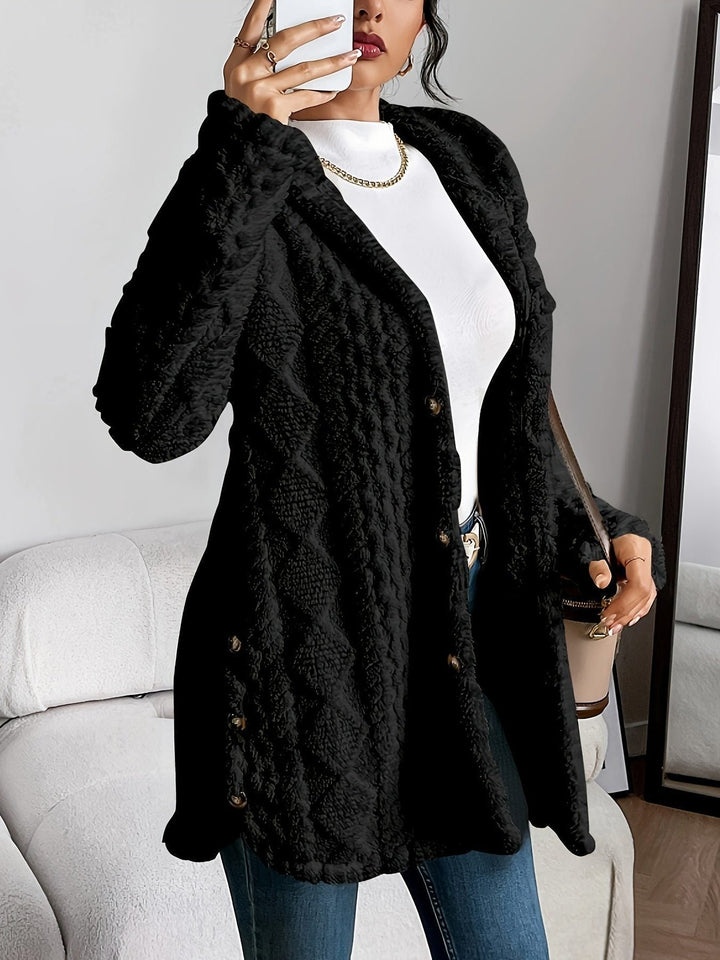 Melisanaine | Women's Cardigan Oversized Button Front Hooded Fleece Cozy Everyday Wear