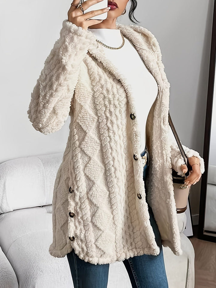 Melisanaine | Women's Cardigan Oversized Button Front Hooded Fleece Cozy Everyday Wear