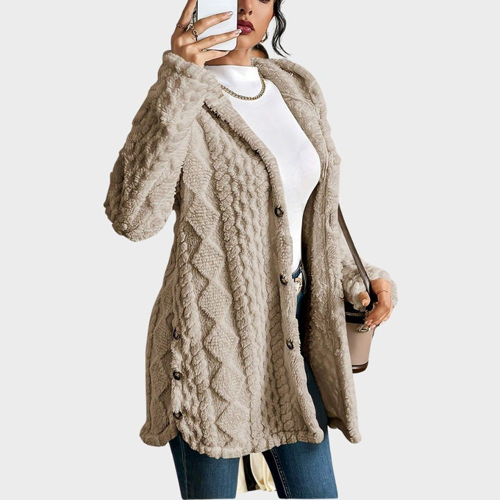 Melisanaine | Women's Cardigan Oversized Button Front Hooded Fleece Cozy Everyday Wear