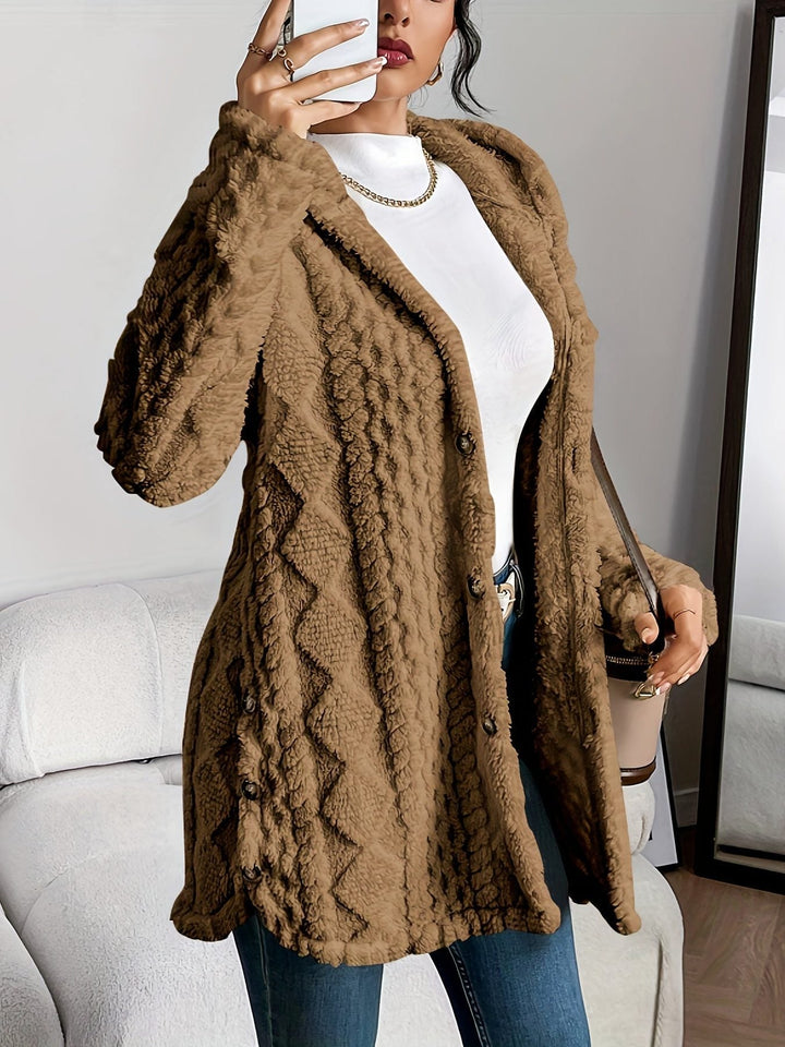 Melisanaine | Women's Cardigan Oversized Button Front Hooded Fleece Cozy Everyday Wear
