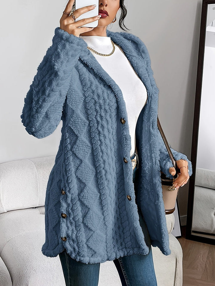 Melisanaine | Women's Cardigan Oversized Button Front Hooded Fleece Cozy Everyday Wear