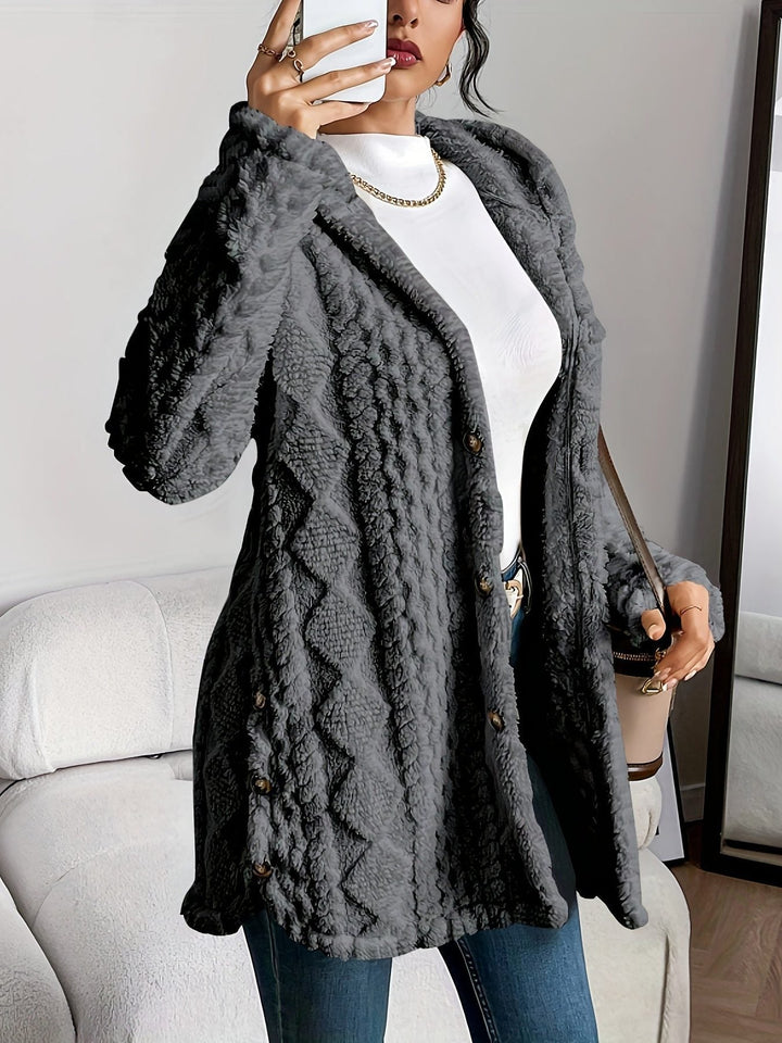 Melisanaine | Women's Cardigan Oversized Button Front Hooded Fleece Cozy Everyday Wear