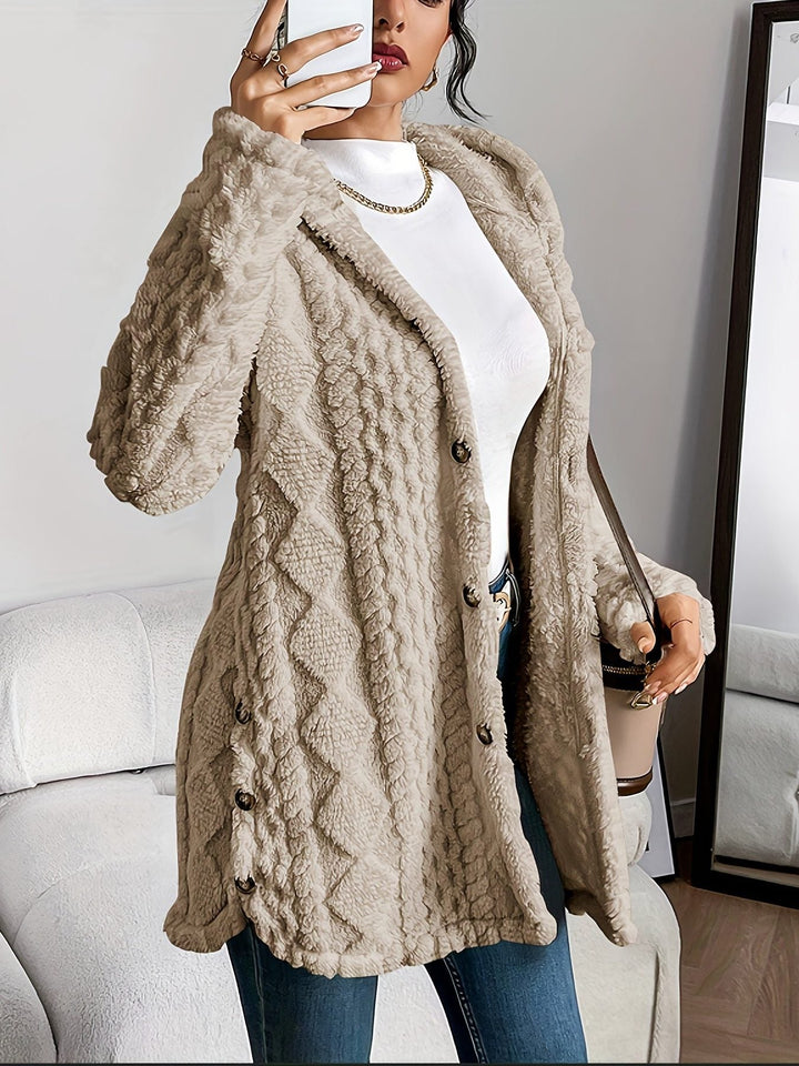 Melisanaine | Women's Cardigan Oversized Button Front Hooded Fleece Cozy Everyday Wear