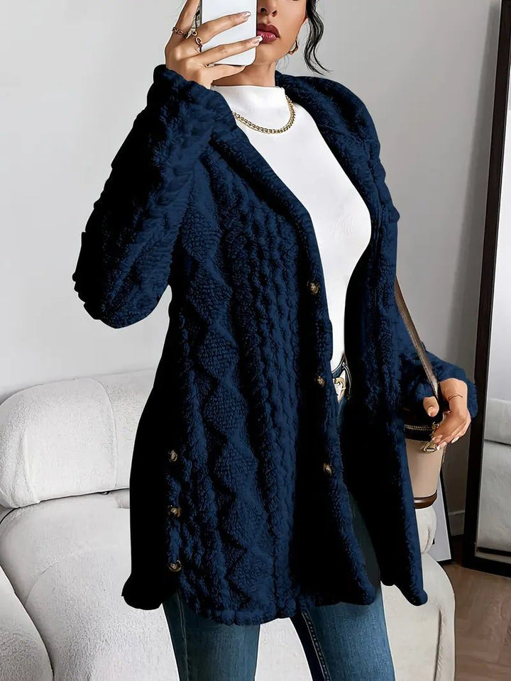 Melisanaine | Women's Cardigan Oversized Button Front Hooded Fleece Cozy Everyday Wear