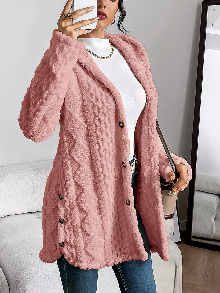 Melisanaine | Women's Cardigan Oversized Button Front Hooded Fleece Cozy Everyday Wear