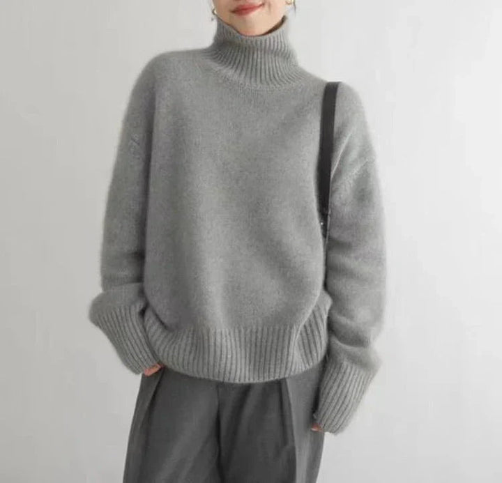 Melisanina | Women's Knit Cozy Turtleneck Sweater — Gray