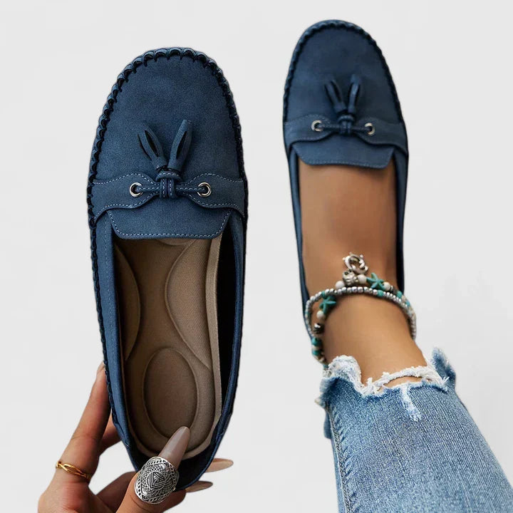 Mirabelle | Women's Orthopedic Comfort Suede Bow Loafers Tassel Detail Slip-On Flat — 1