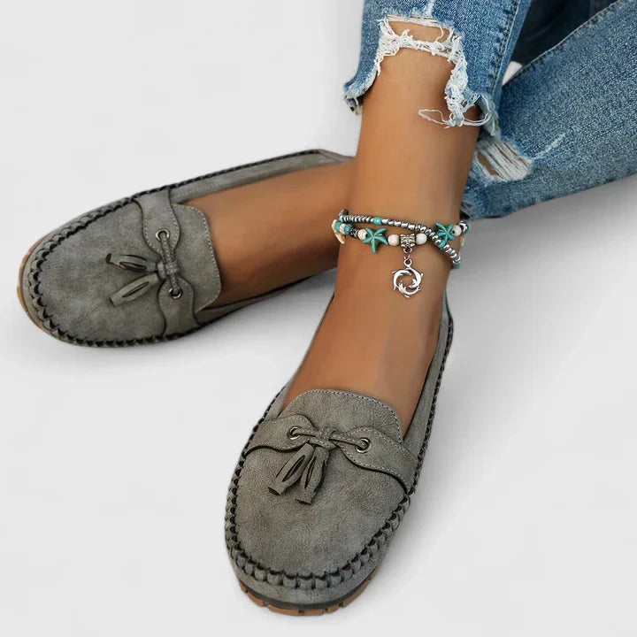Mirabelle | Women's Orthopedic Comfort Suede Bow Loafers Tassel Detail Slip-On Flat — 2