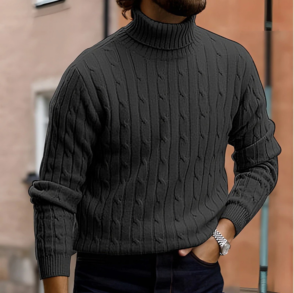 Nathaniel | Men's Cozy Cable Knit Turtleneck winter Sweater for Men — 2