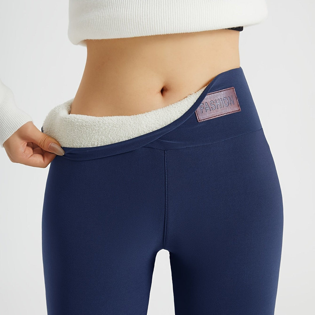 Nerinara | Women's Wide-Leg high-waist Fleece-Lined leggings — Navy