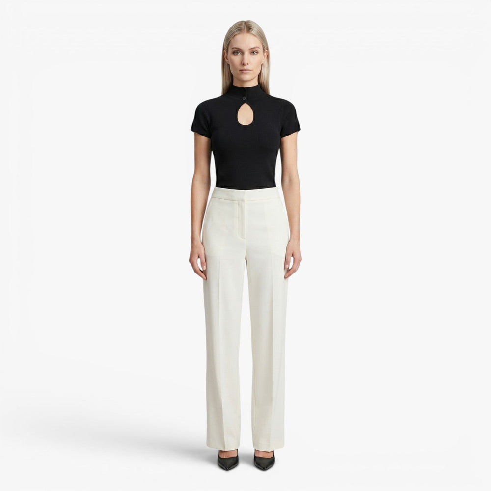 Ninonessa | Women's Cozy Mock Neck Keyhole Knit Top Sweaters — 2