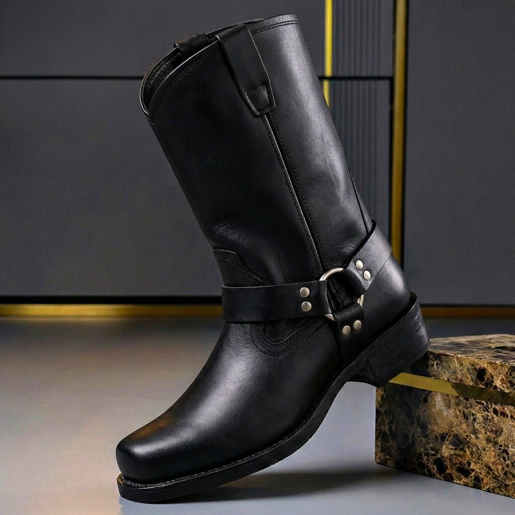 Ninonstine | Women's Premium Handcrafted Heritage Leather Boots — Obsidian Black