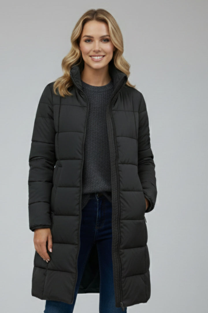 Niracine | Women's Longline Puffer Jacket — Black
