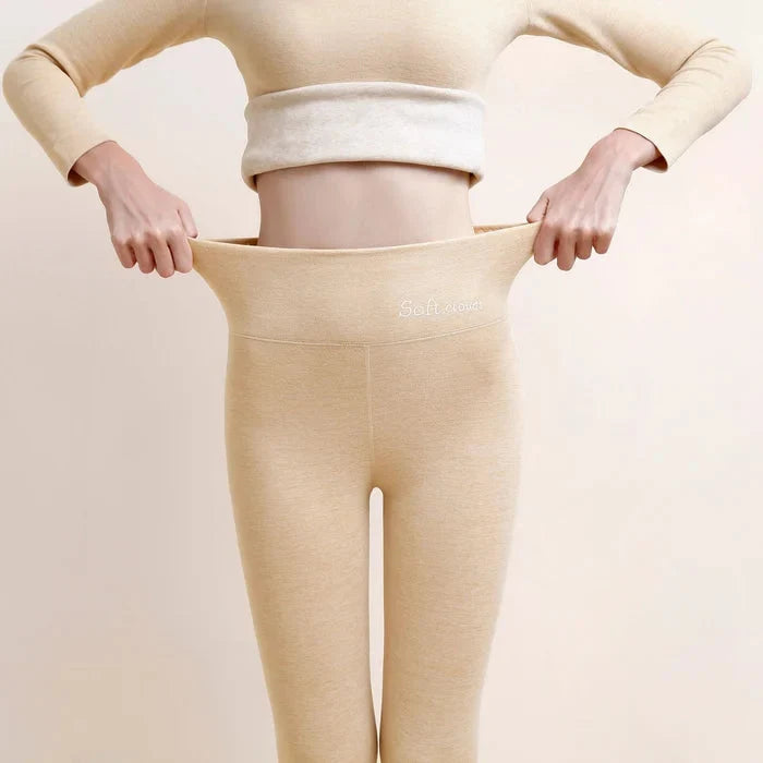 Nylabelle | Women's Wide-Leg warm and Comfortable Thermal Fleece leggings — Beige