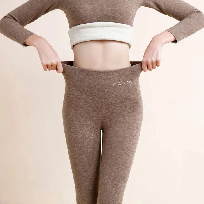 Nylabelle | Women's Wide-Leg warm and Comfortable Thermal Fleece leggings — Brown