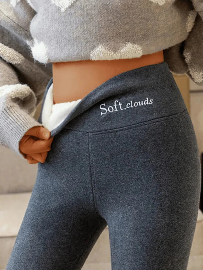 Nylabelle | Women's Wide-Leg warm and Comfortable Thermal Fleece leggings — Dark Gray