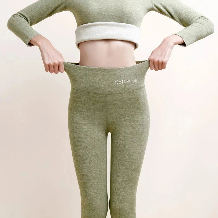 Nylabelle | Women's Wide-Leg warm and Comfortable Thermal Fleece leggings — Green