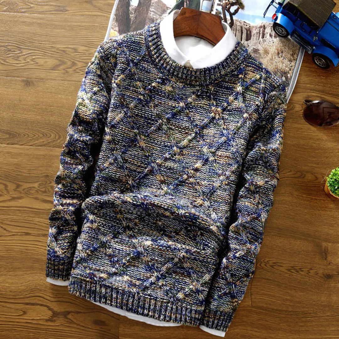 Octavian | Men's Cozy Knit Crew Neck Sweater for Men — Blue
