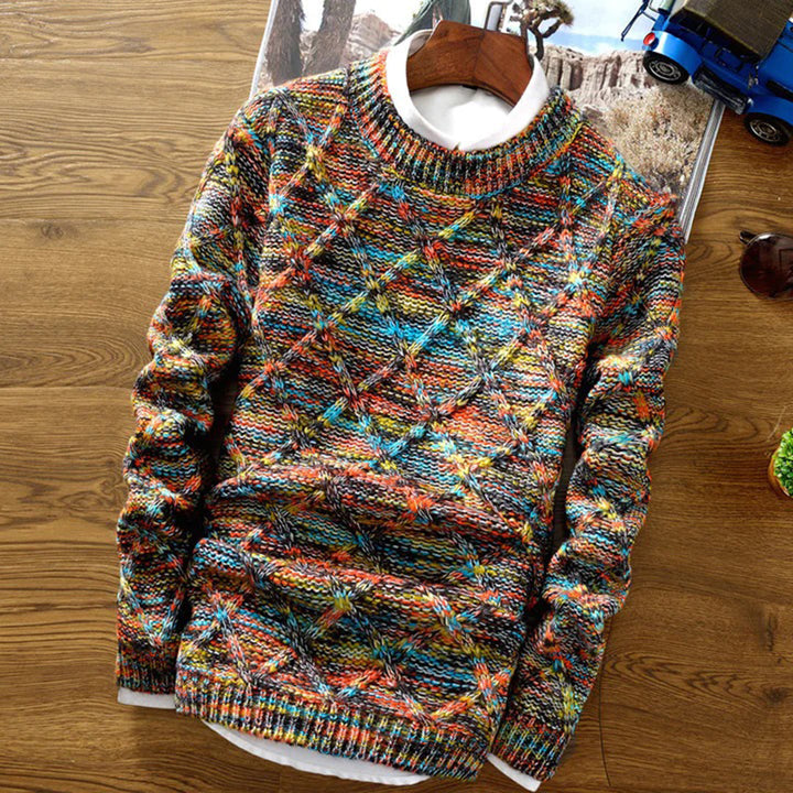 Octavian | Men's Cozy Knit Crew Neck Sweater for Men — Multicolored