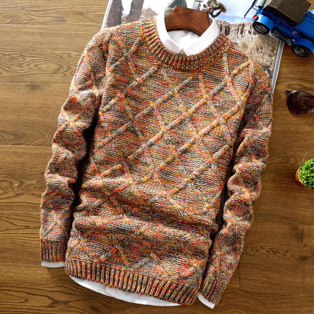 Octavian | Men's Cozy Knit Crew Neck Sweater for Men — Orange
