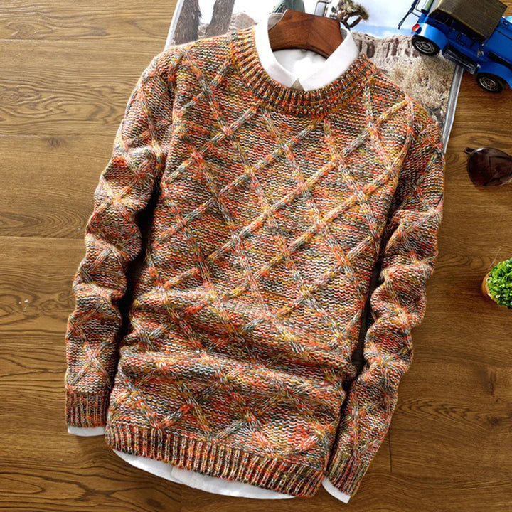 Octavian | Men's Cozy Knit Crew Neck Sweater for Men — Orange