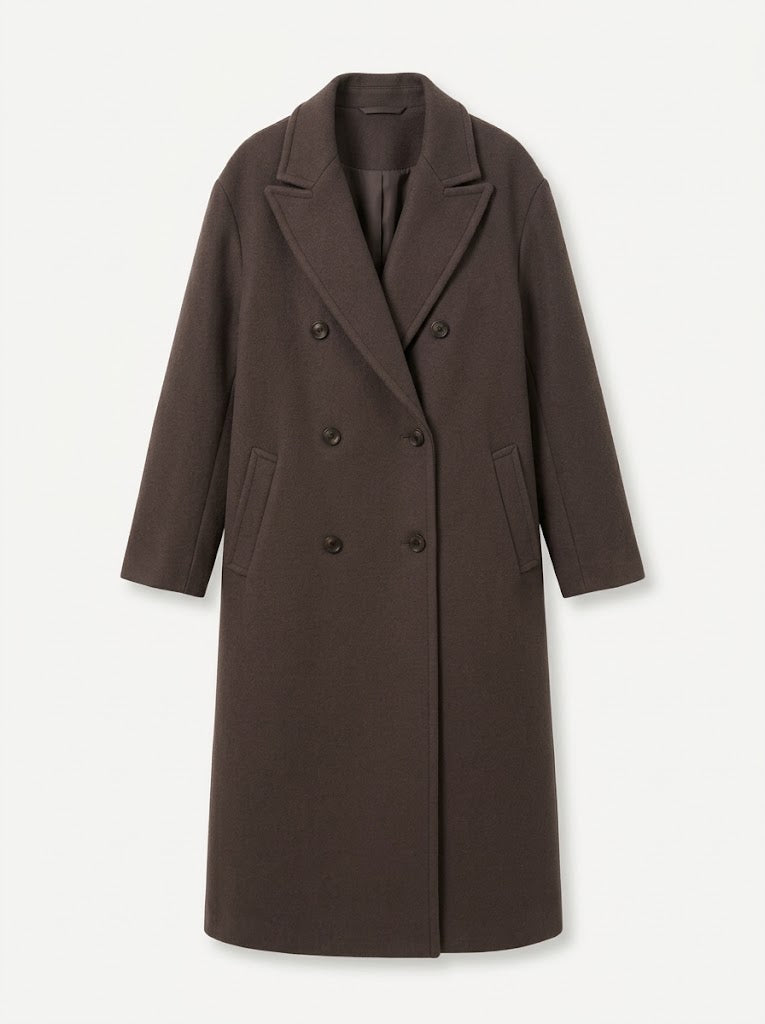 Odelolde | Women's Oversized Double-Breasted Longline Coat with Wide Lapel — 1