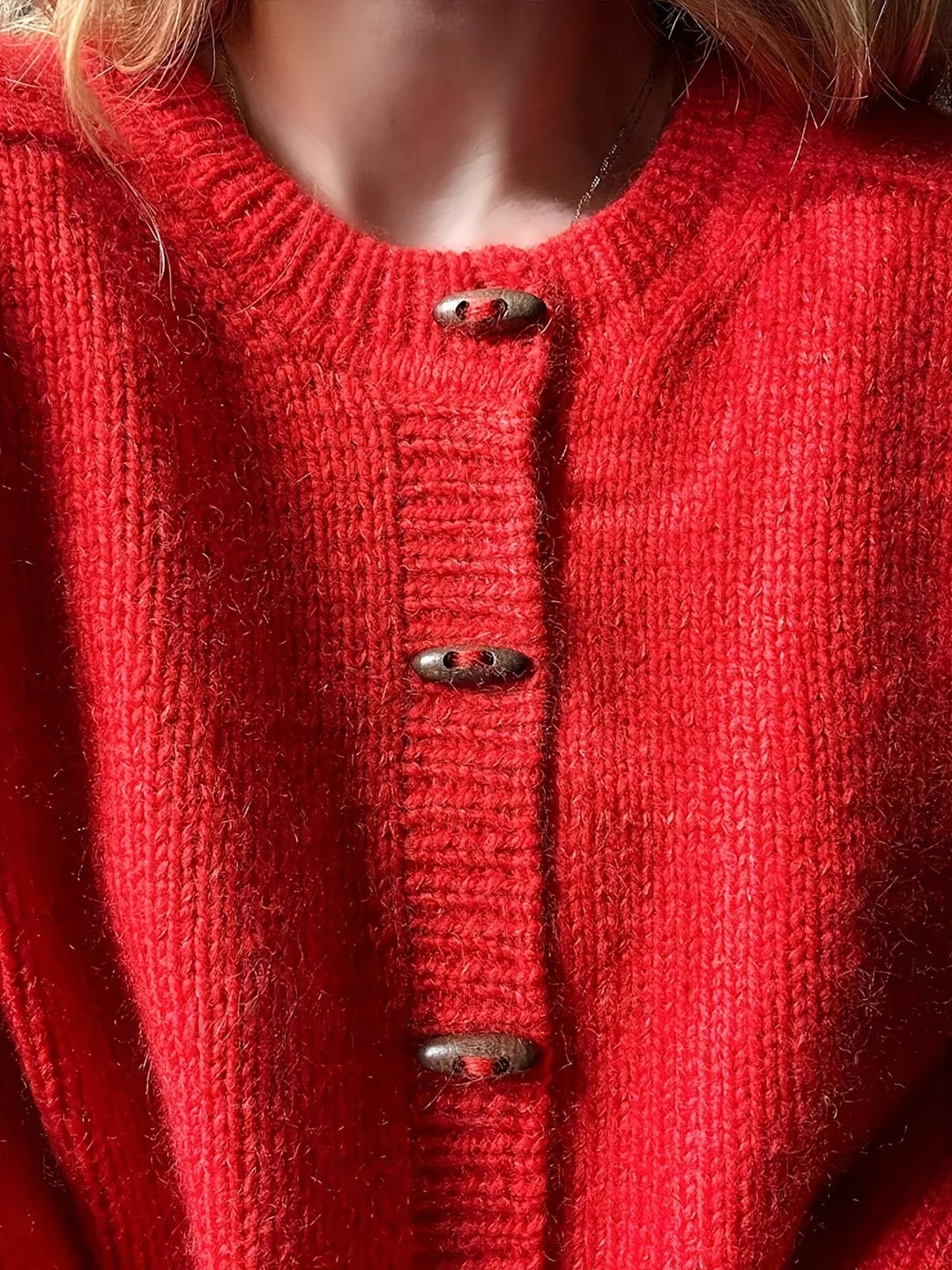 Ondwen | Women's Cardigan Sweater Horn Button Korean Style Loose Knit Jacket — 2