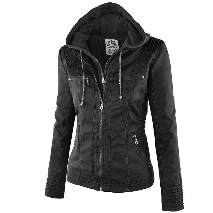 Orlaelle | Women's Waterproof Slim-Fit Faux Leather Jacket