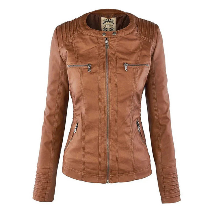 Orlaelle | Women's Waterproof Slim-Fit Faux Leather Jacket
