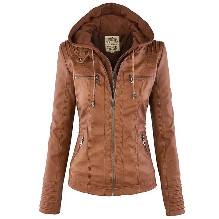 Orlaelle | Women's Waterproof Slim-Fit Faux Leather Jacket