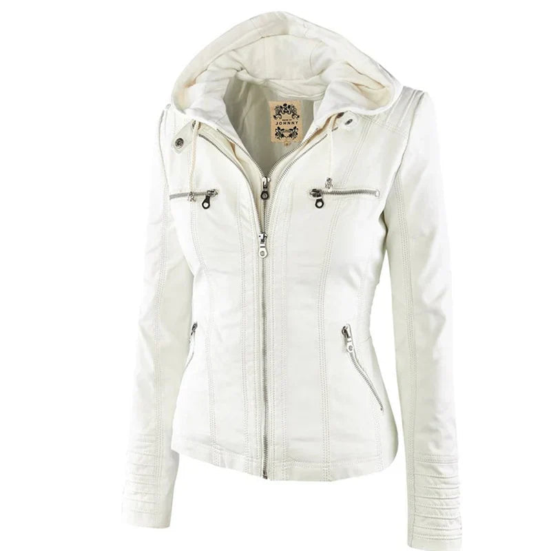 Orlaelle | Women's Waterproof Slim-Fit Faux Leather Jacket