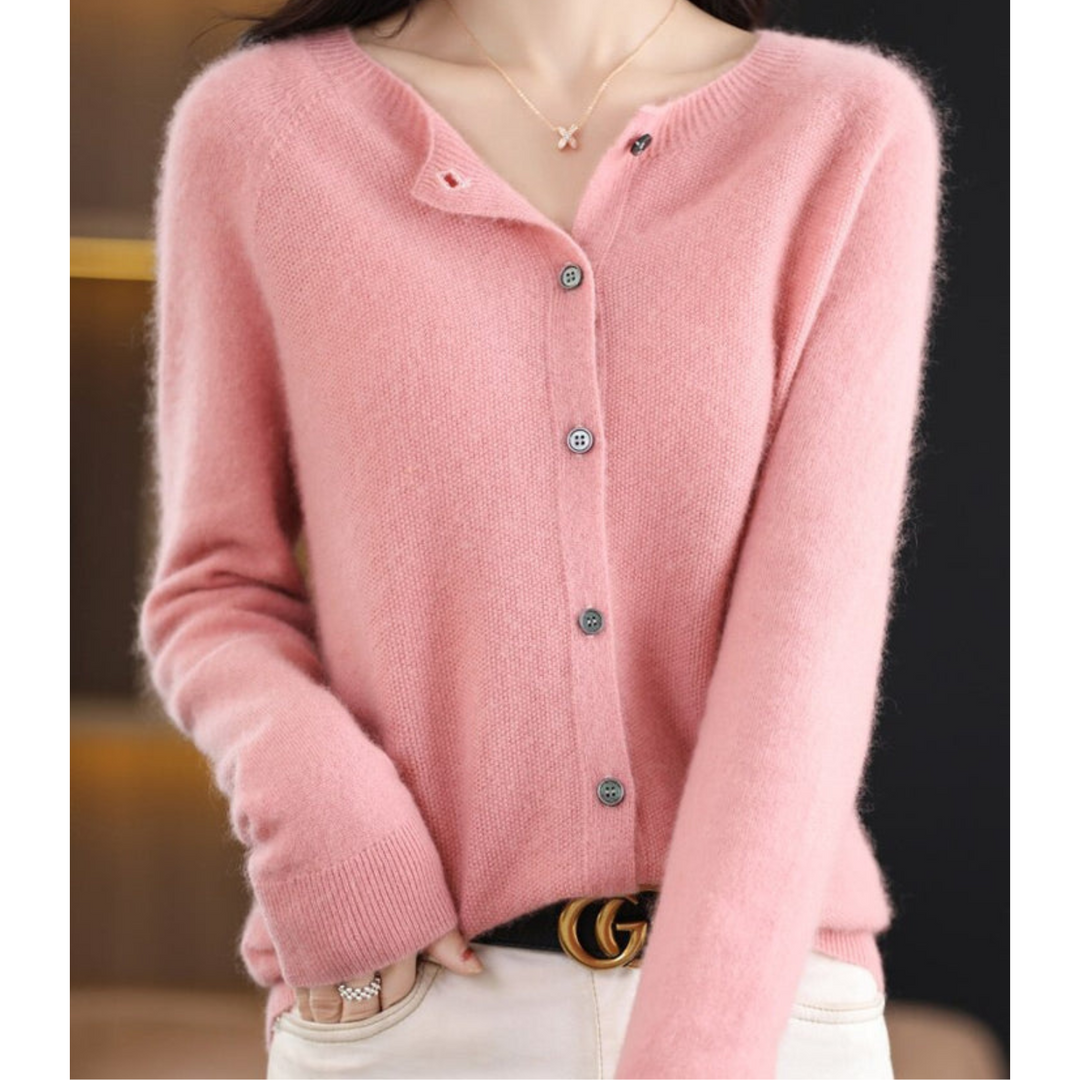 Orlaessa | Women's Cozy Merino Wool && Cashmere cardigan for – elegant O-Neck Knit — 2