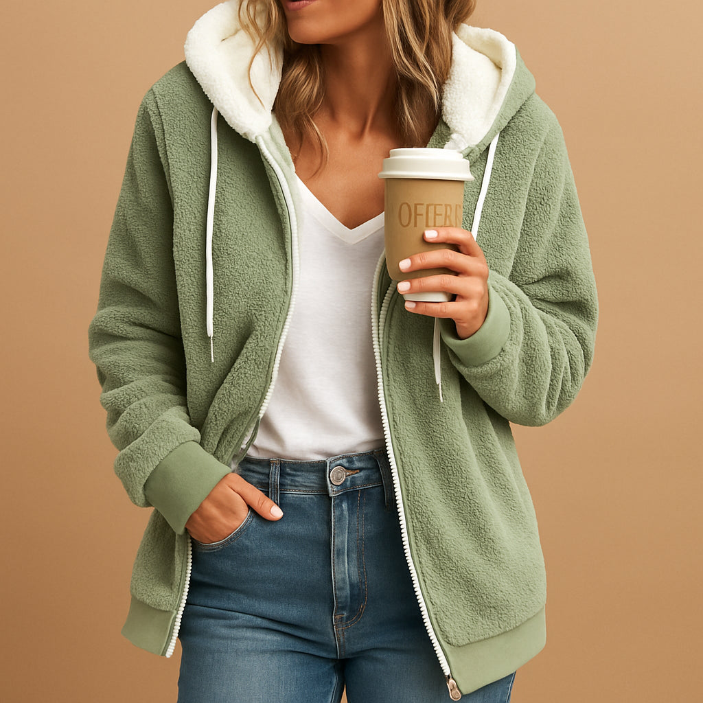Orlaolde | Women's Zip-Front Hooded Knit Cardigan