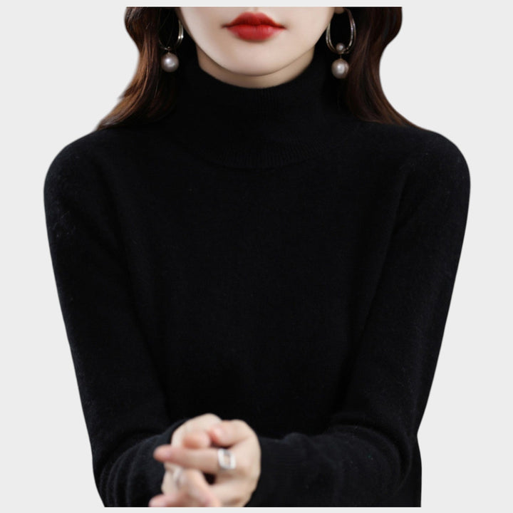 Orlastine | Women's Knit Cozy Cashmere Sweater Turtleneck Slim Fit — Black