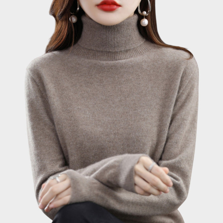 Orlastine | Women's Knit Cozy Cashmere Sweater Turtleneck Slim Fit — Dark brown