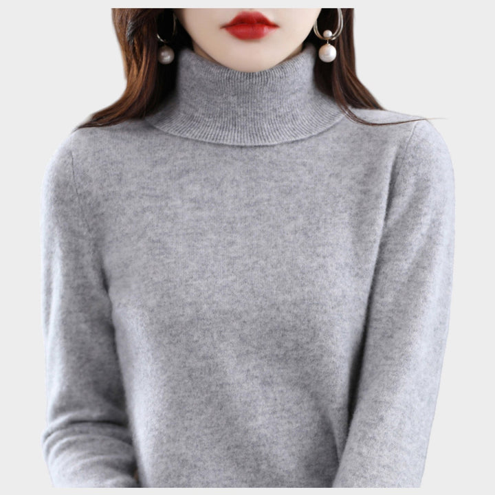 Orlastine | Women's Knit Cozy Cashmere Sweater Turtleneck Slim Fit — Gray