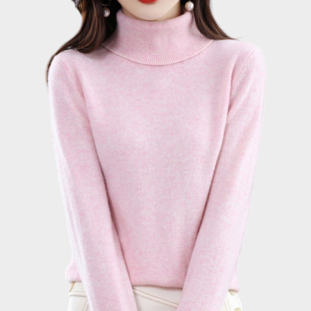 Orlastine | Women's Knit Cozy Cashmere Sweater Turtleneck Slim Fit — Light pink