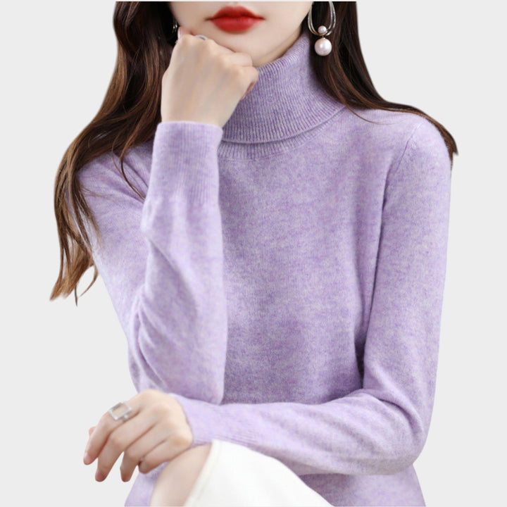 Orlastine | Women's Knit Cozy Cashmere Sweater Turtleneck Slim Fit — Light violet