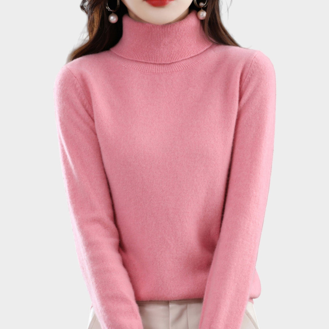 Orlastine | Women's Knit Cozy Cashmere Sweater Turtleneck Slim Fit — Pink