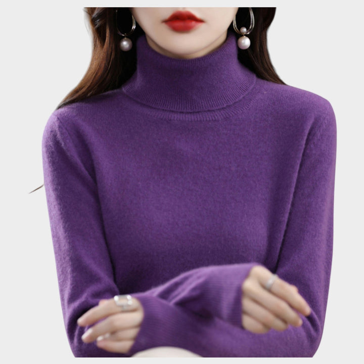 Orlastine | Women's Knit Cozy Cashmere Sweater Turtleneck Slim Fit — Purple