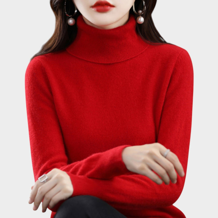 Orlastine | Women's Knit Cozy Cashmere Sweater Turtleneck Slim Fit — Red
