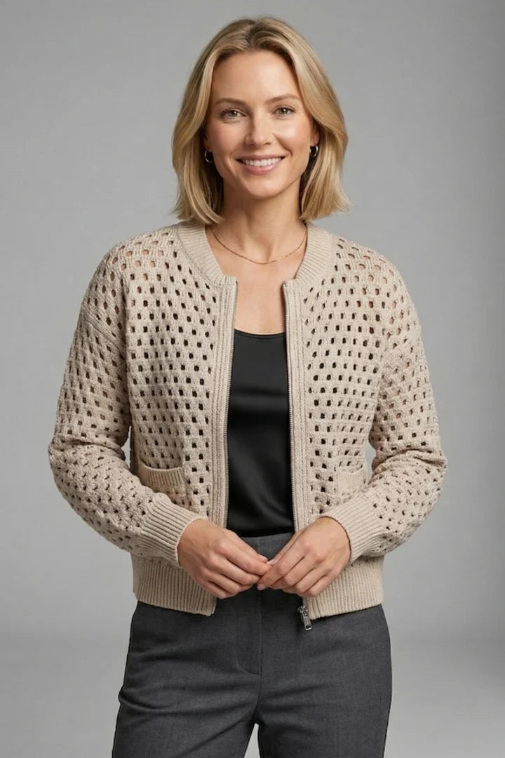 Ottildessa | Women's Cardigan Cut-Out Bomber Knit Everyday Wear