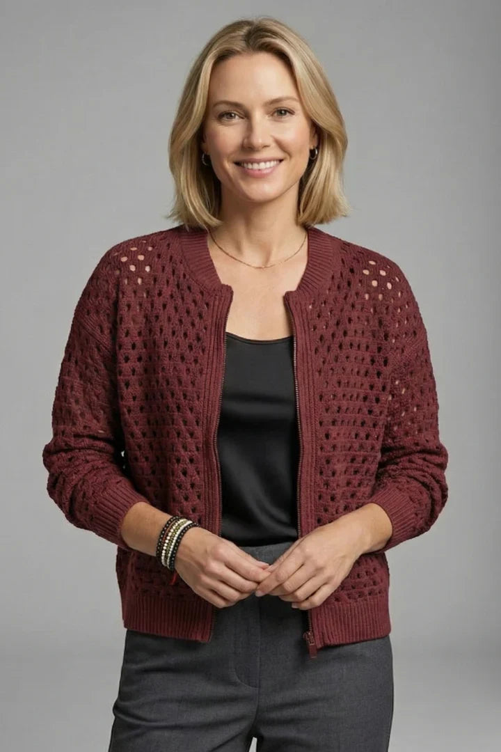 Ottildessa | Women's Cardigan Cut-Out Bomber Knit Everyday Wear