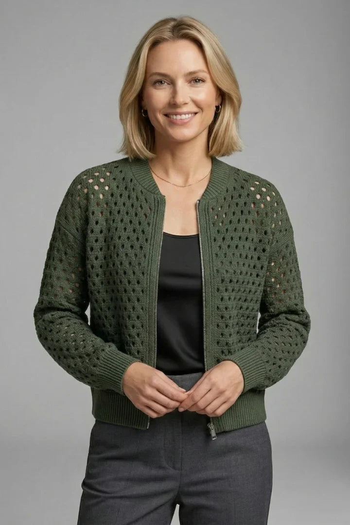 Ottildessa | Women's Cardigan Cut-Out Bomber Knit Everyday Wear