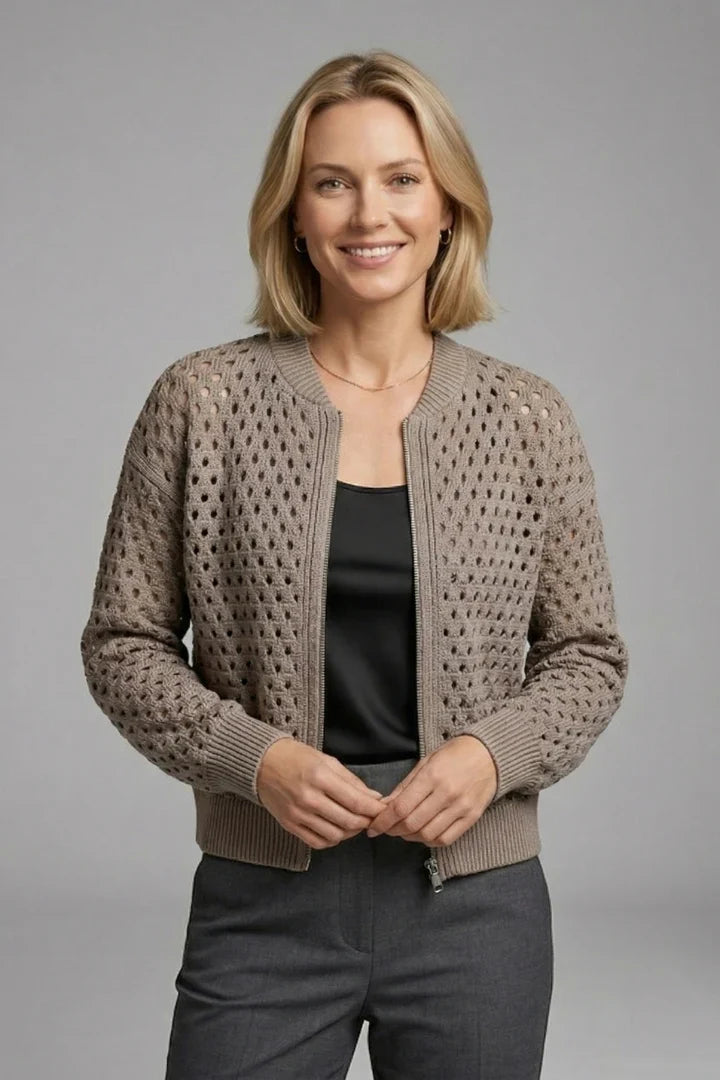 Ottildessa | Women's Cardigan Cut-Out Bomber Knit Everyday Wear
