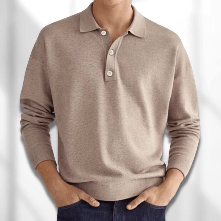 Percival | Men's Cozy Long Sleeve Knit Polo Shirt Sweaters — 1