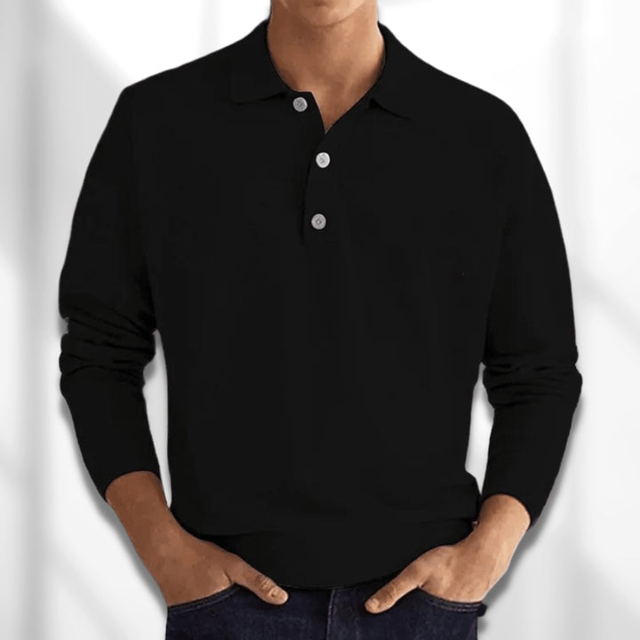 Percival | Men's Cozy Long Sleeve Knit Polo Shirt Sweaters — 2