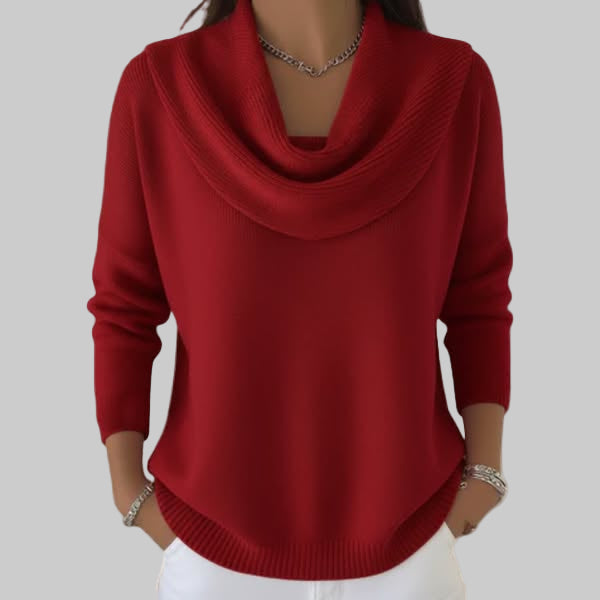 Perlolde | Women's Cozy Cowl Neck Long Sleeve Knit Sweater — 1