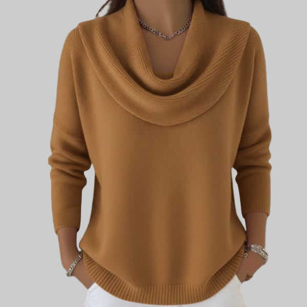 Perlolde | Women's Cozy Cowl Neck Long Sleeve Knit Sweater — 2