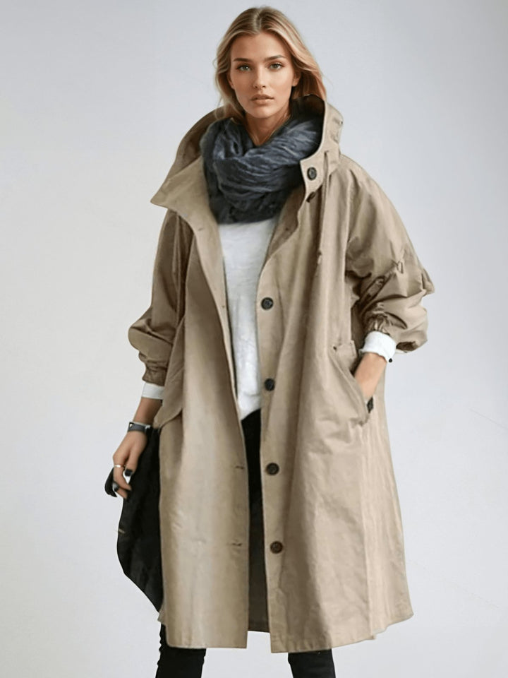 Petronella | Women's Double-Breasted Trench Asymmetric Hem Everyday Coats — Brown